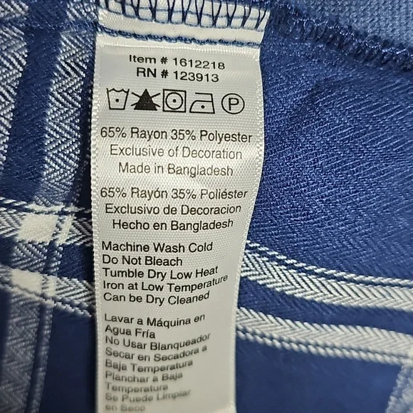 JACHS Girlfriend Blue Plaid Button Down‎ Shirt with Snaps And Pockets - Picture 6 of 6